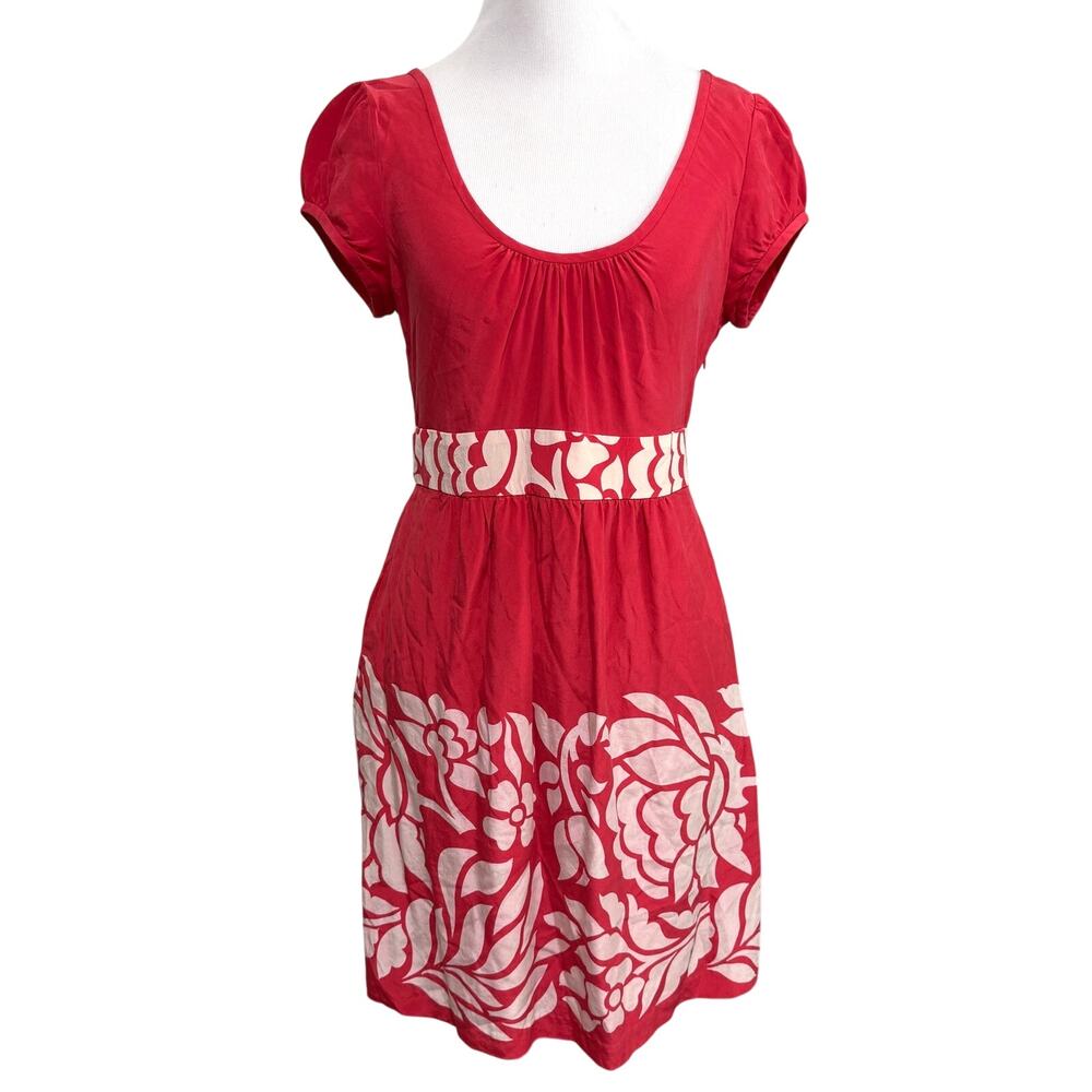 Vintage Tibi New York Womens Silk Babydoll Mini Dress 4 Red Floral Y2K Retro